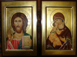 Венчальная пара икон   Образ Пресвятой Богородицы Владимирская и Господь Вседержитель