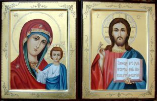 Венчальная пара икон   Образ Пресвятой Богородицы Казанская и Господь Вседержитель